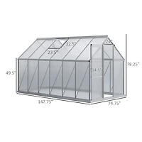 Outsunny 12'x6' Polycarbonate Walk-in Garden house w/ Sliding Door