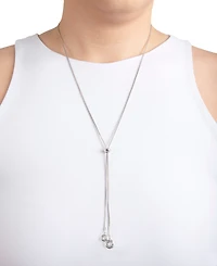 Macy's Crystal 30" Adjustable Box Chain Necklace (13/50 ct. t.w.) Fine Silver Plated Brass