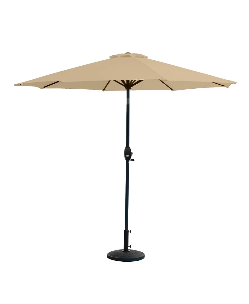9 Ft Outdoor Patio Market Umbrella with Decorative Round Resin Base
