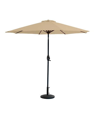 9 Ft Outdoor Patio Market Umbrella with Decorative Round Resin Base