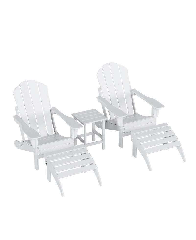 WestinTrends 5 Piece Outdoor Adirondack Folding Chair with Ottoman Side Table Set