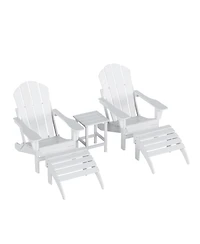 WestinTrends 5 Piece Outdoor Adirondack Folding Chair with Ottoman Side Table Set