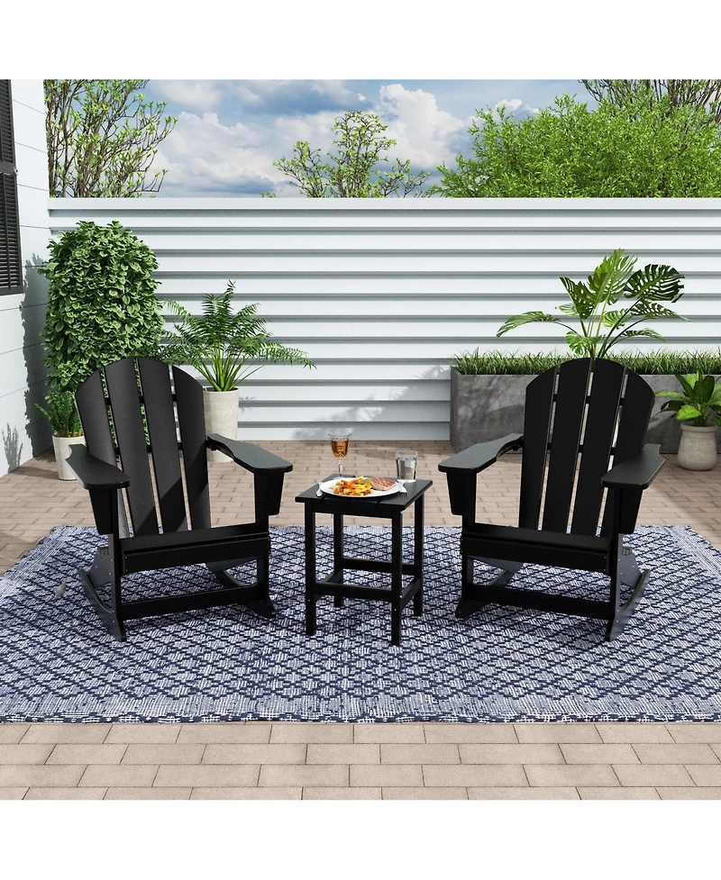 WestinTrends 3 Piece set Outdoor Patio Poly Adirondack rocking chairs with side table