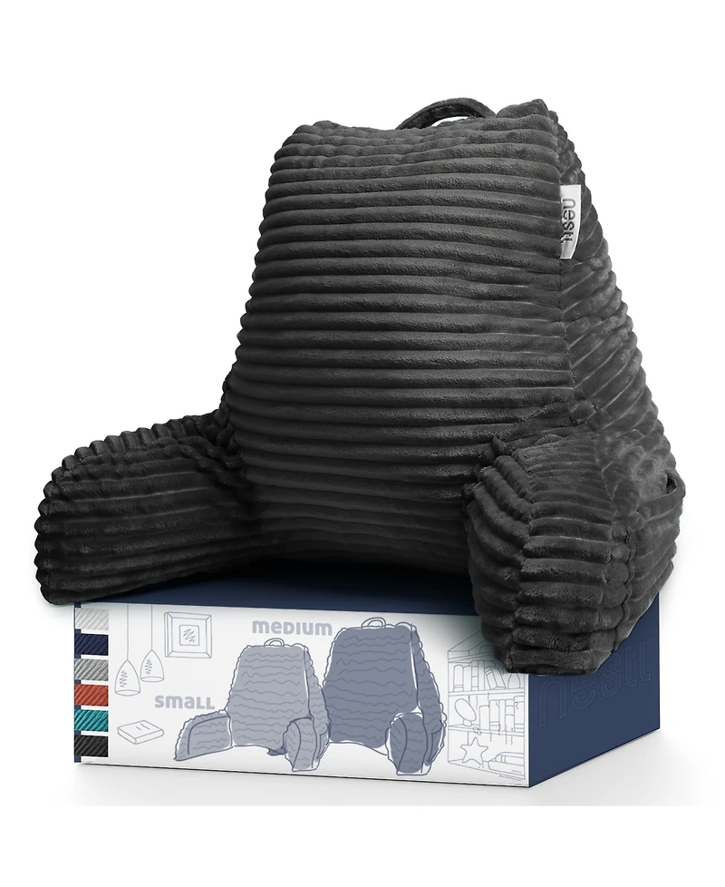 Nestl Cut Plush Striped Reading Pillow with Arms