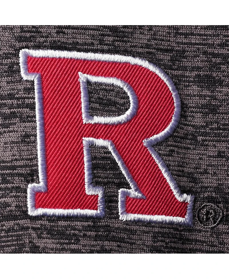 Men's Colosseum Heathered Black Rutgers Scarlet Knights Down Swing Raglan Polo Shirt
