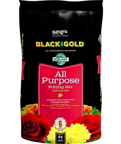 Black Gold All Purpose Potting Soil with RESiLIENCE - 16qt