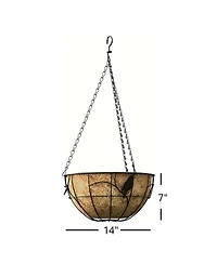 Panacea Coco Liner Hanging Bird Basket, Black, 14
