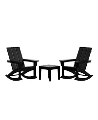 WestinTrends 3 Piece Set Outdoor Modern Rocking Chairs with Square Side Table