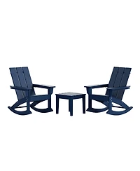 WestinTrends 3 Piece Set Outdoor Modern Rocking Chairs with Square Side Table
