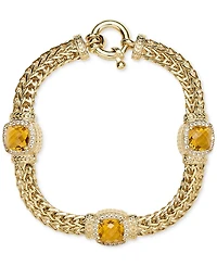 Citrine (5-1/4 ct. t.w.) & White Topaz (7/8 ct. t.w.) Woven Link Bracelet in 14k Gold-Plated Sterling Silver