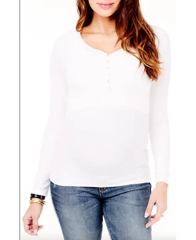 Women's Maternity Long Sleeve Rib Henley