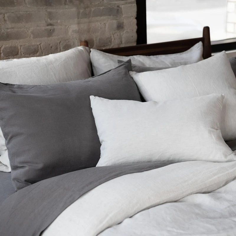 French Linen Decorative Throw Pillow - 22" x 15"