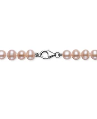 White Cultured Freshwater Pearl (6mm) Necklace and Matching Stud (7-1/2mm) Earrings Set Sterling Silver