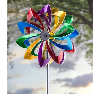 Evergreen 75" Led Solar Flower Wind Spinner