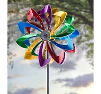 Evergreen 75" Led Solar Flower Wind Spinner