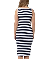 Ripe Maternity Lee Button Down St Rib Dress Navy/White