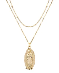 Unwritten 14K Gold Flash Plated Virgin Mary Layered Pendant Necklace
