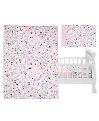 Bedtime Originals Toddler Blossom 4-Piece Pink/Gray Watercolor Floral Bedding Set