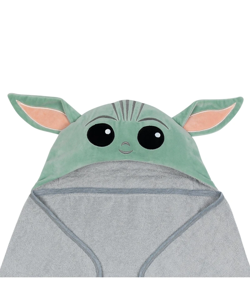 Lambs & Ivy Baby Boys Star Wars The Child/Baby Yoda/Grogu Gray Hooded Bath Towel