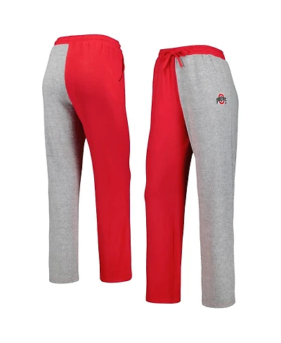 Women's ZooZatz Scarlet, Gray Ohio State Buckeyes Colorblock Cozy Tri-Blend Lounge Pants