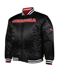 Men's Red, Black Georgia Bulldogs Big and Tall Reversible Satin Full-Zip Jacket