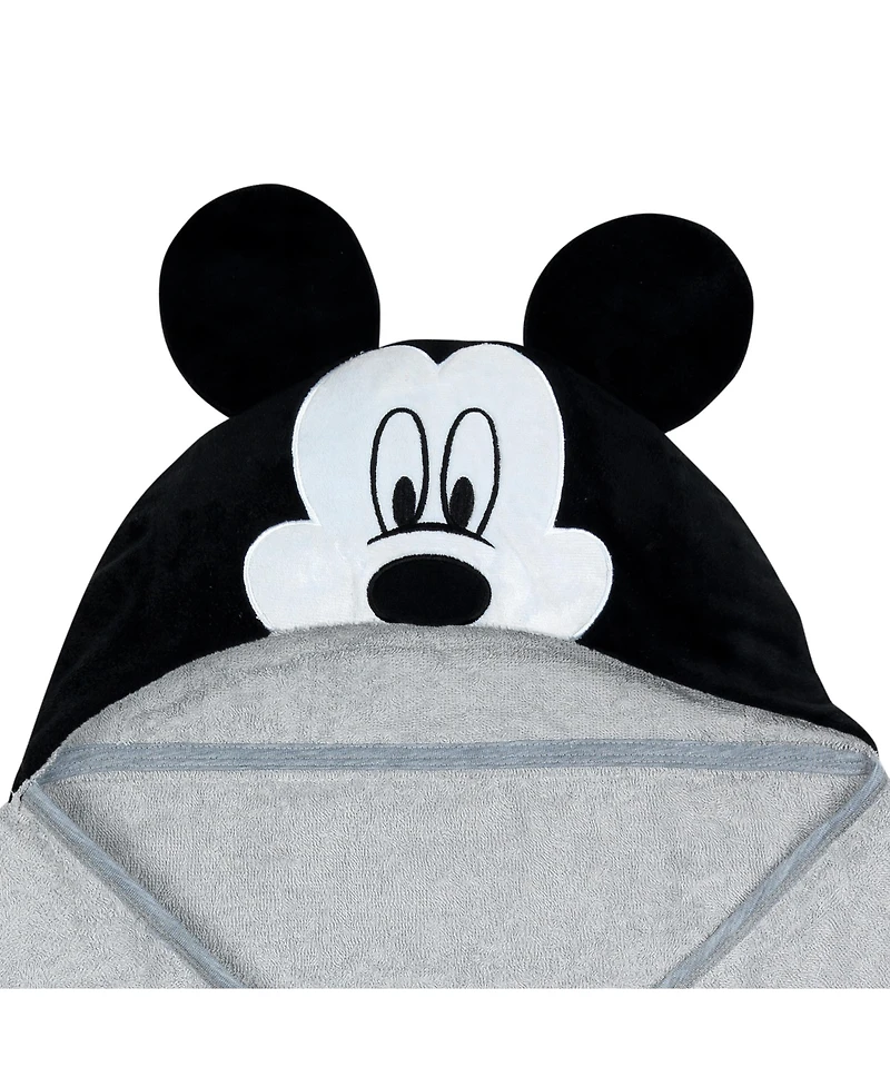 Lambs & Ivy Baby Boys Disney Baby Mickey Mouse Gray Cotton Hooded Baby Bath Towel