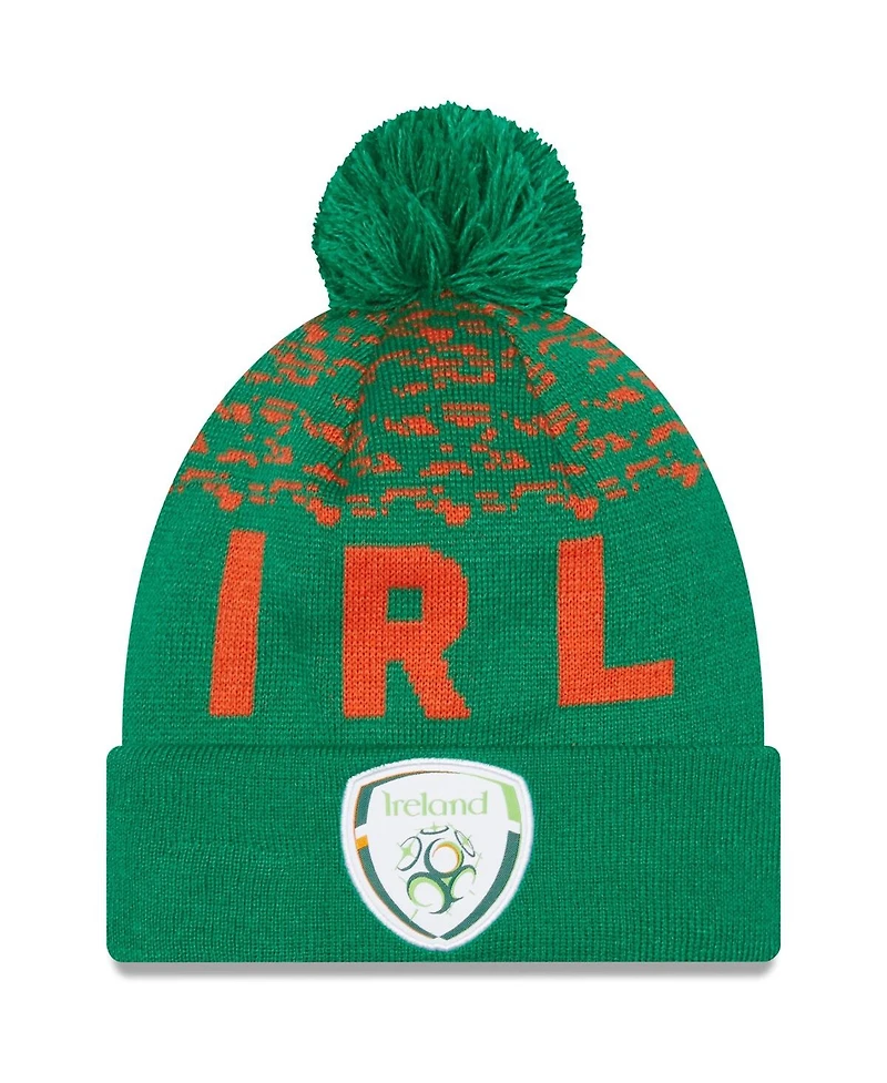 Men's New Era Green Ireland National Team Marl Cuffed Knit Hat with Pom
