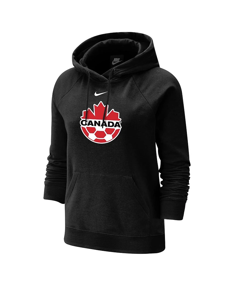 Women's Nike Black Canada Soccer Varsity Raglan Tri-Blend Pullover Hoodie