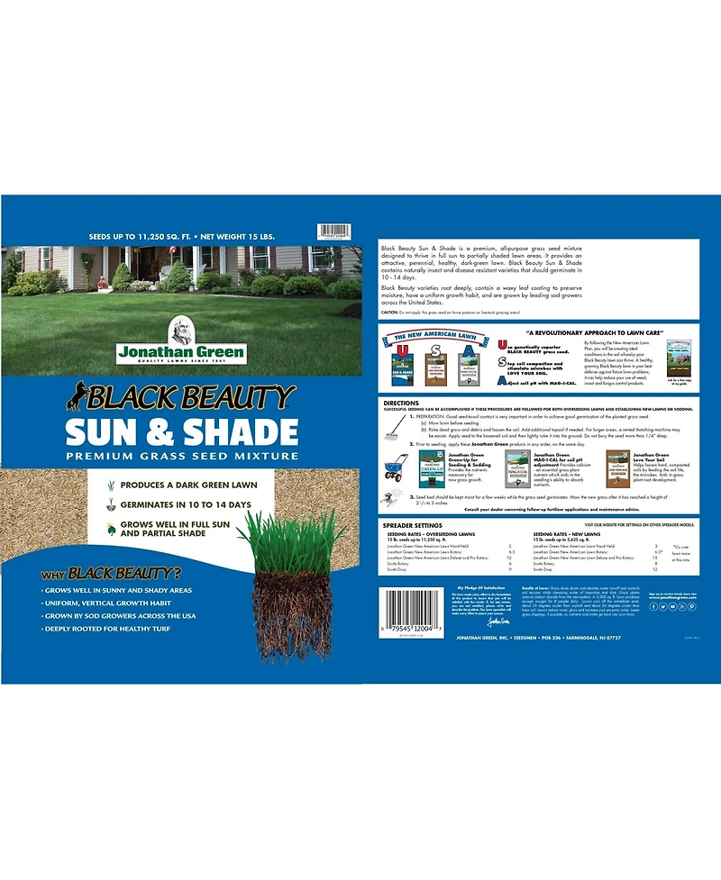 Jonathan Green Black Beauty Sun & Shade Grass Seed Mixture, 25lb bag