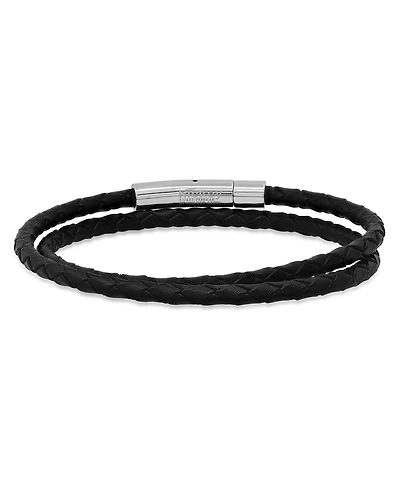 hickey by Hickey Freeman Genuine Leather Thin Braided Wrap Bracelet