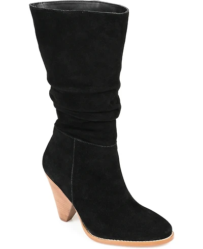 Journee Signature Women's Syrinn Slouch Cone Heel Mid Shaft Dress Boots