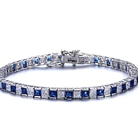 Genevive Sterling Silver with Square Cubic Zirconia Stylish Tennis Bracelet