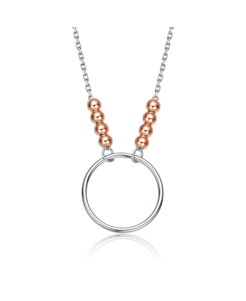Stylish Sterling Silver Two-Tone Halo Necklace