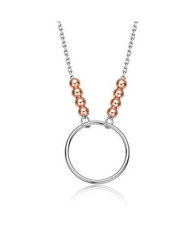 Stylish Sterling Silver Two-Tone Halo Necklace