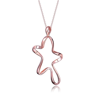 Classy Sterling Silver with Rhodium Plating Star Halo Necklace