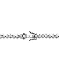 Elegant Sterling Silver Tennis Bracelet with Rhodium Plating and Clear Round Cubic Zirconia in Milgrain Bezel Setting