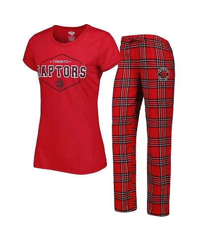 Women's Concepts Sport Red, Black Toronto Raptors Badge T-shirt and Pajama Pants Sleep Set