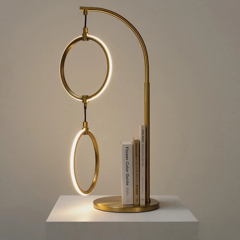 Nova Modern Hoops Dimmable Led Gold Table Lamp (24" )