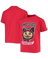 Big Boys Champion Scarlet Ohio State Buckeyes Power blend Pullover Hoodie