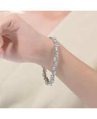 Sterling Silver Rhodium Plated Clear Cubic Zirconia Tennis Bracelet