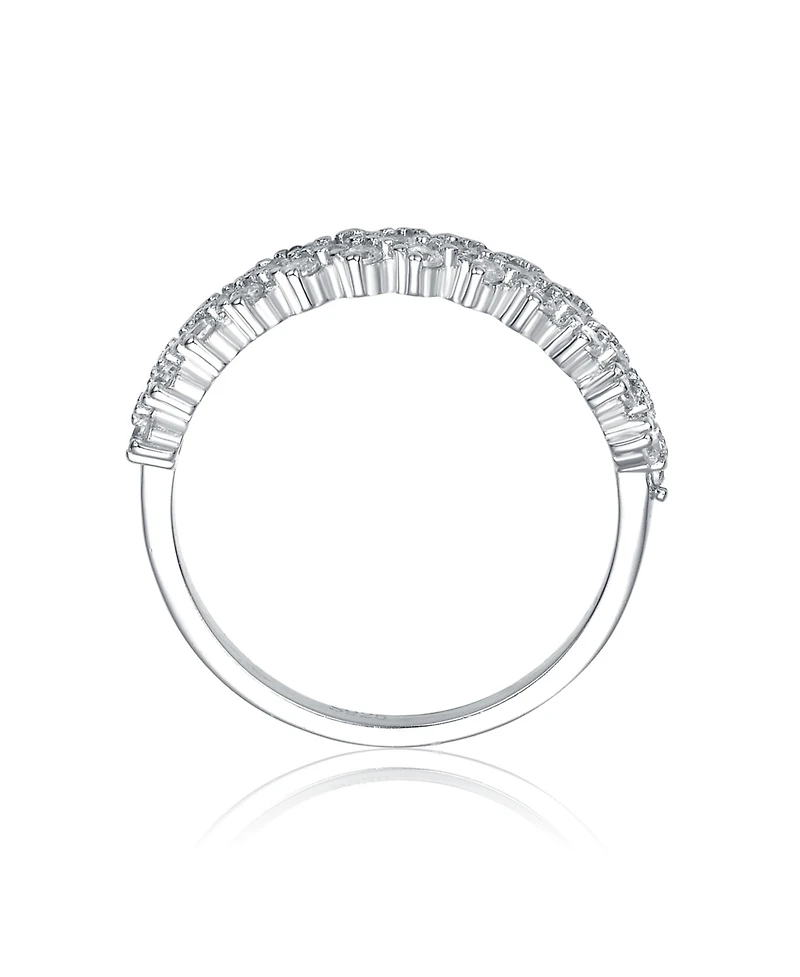 Sterling Silver Rhodium Plated and Cubic Zirconia Band Ring