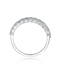 Sterling Silver Rhodium Plated and Cubic Zirconia Band Ring