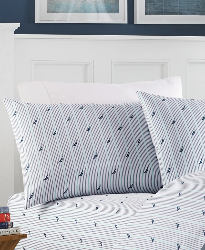 Nautica Audley Cotton Percale 3-Piece Sheet Set, Twin Xl