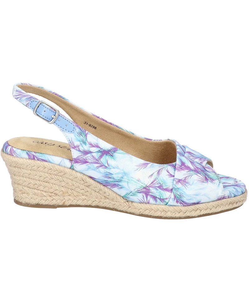 Easy Street Women's Devlin Espadrille Wedge Sandals - Blue, Purple