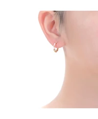 Kids 14k Gold Plated with Clear Cubic Zirconia Hoop Earrings