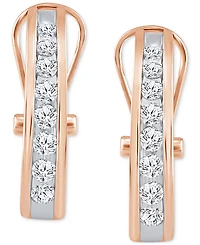 Diamond Channel-Set J-Hoop Earrings (1/2 ct. t.w.) 10k White ,Yellow or Rose Gold