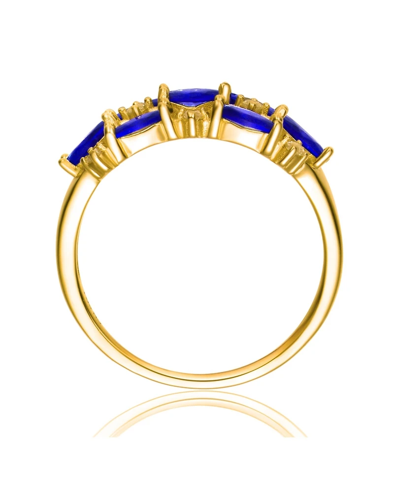 Sterling Silver with Gold Plated Marquise and Round Cubic Zirconia Coctail Ring