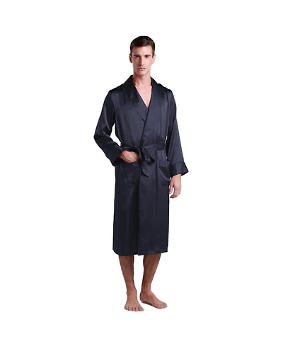 Lilysilk Men's Lapel Collar Long Silk Robe For Men