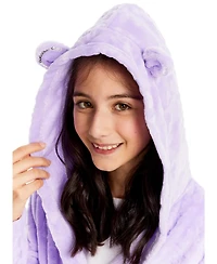 Jellifish Kids Toddler|Child Girls Plush Bath Robe Hooded Flannel Fleece Sleep Sleepwear