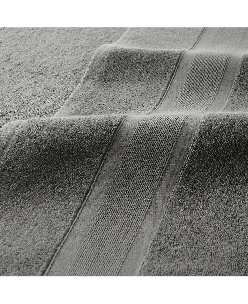 Aegean Eco-Friendly Recycled Turkish Washcloths (8 Pack), 13x13, 600 Gsm, Solid Color with Weft Woven Stripe Dobby, 50% Recycled, 50% Long-Staple Ring